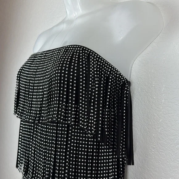 Area Stars Black Strapless Fringe Mini Dress Size X-Small NWT - Picture 6 of 9
